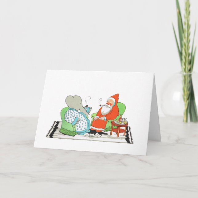 Father Christmas, Christmas Cards, Babar The Eleph Holiday Card (Front)