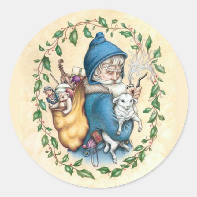 Father Christmas Classic Round Sticker (Front)