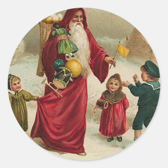 Father Christmas Classic Round Sticker (Front)