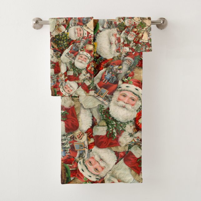 Father Christmas Collage  Bath Towel Set (Insitu)