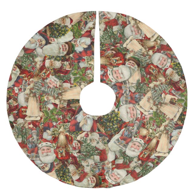 Father Christmas Collage  Brushed Polyester Tree S Skirt (Front)