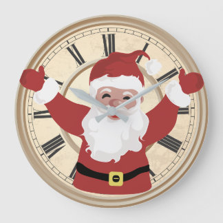 Father Christmas happy face round wall Large Clock