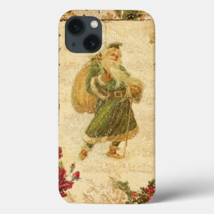 Father Christmas in Snow with Roses & Music iPhone 13 Case