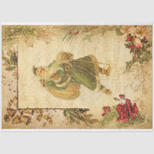 Father Christmas in Snow with Roses & Music Tissue Paper