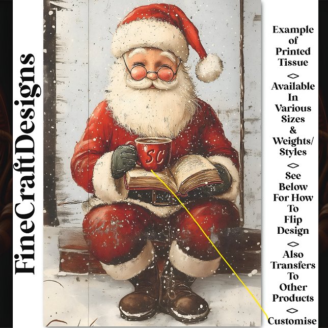 Father Christmas, Mug, Book, Custom AZ2 Decoupage Tissue Paper (Creator Uploaded)