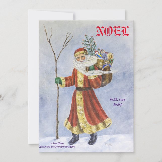 Father Christmas, NOEL Birth of Christ  Invitation (Front)