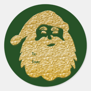 "Father Christmas" Santa Claus elegant gold Classic Round Sticker