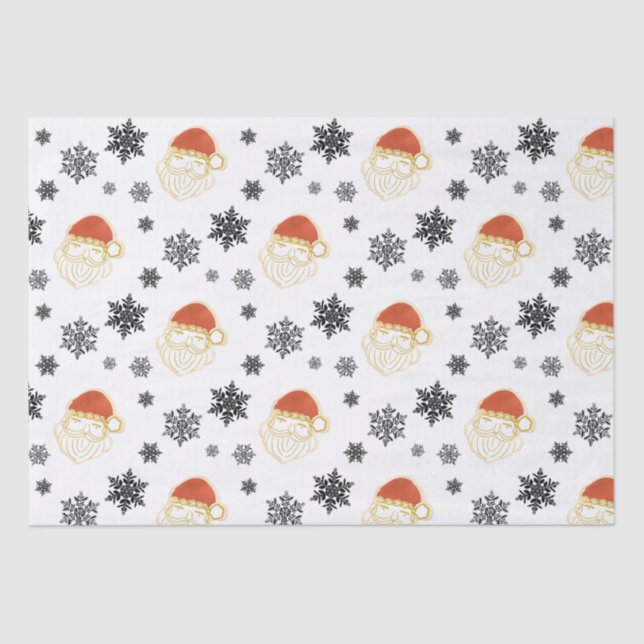 Father Christmas Santa Claus Snow Illustration  Tissue Paper (Front)