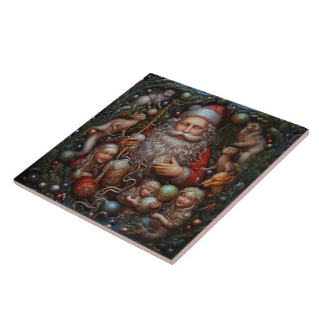 Father Christmas Santa Claus Spanish Teracota Ceramic Tile (Side)