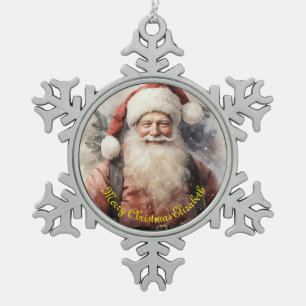 Father Christmas Snowflake Pewter Christmas Ornament