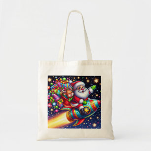 Father christmas space shuttle tote bag