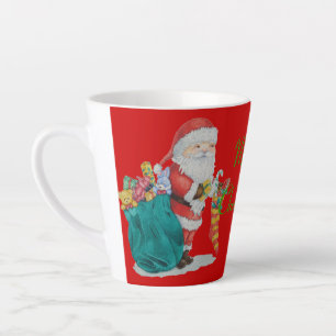 father christmas striped stocking wrapped gifts latte mug