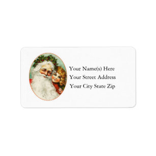 Father Christmas Vintage Address Label