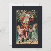 Father Christmas with Dancing Children & Mistletoe