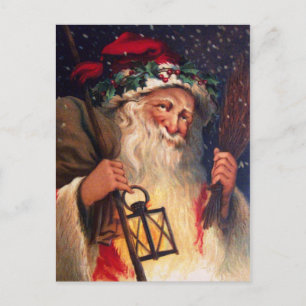 Father Christmas with Lantern Holiday Postcard