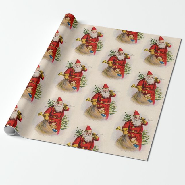 Father Christmas WITH TOYS GIFT Wrapping Paper (Unrolled)