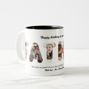 Father Custom Photo Collage Personalised Dad Two-Tone Coffee Mug