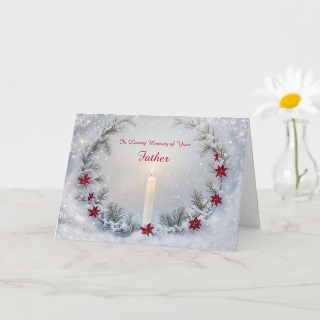 Father Dad Christmas Remembrance with Candle Card (Small Plant)