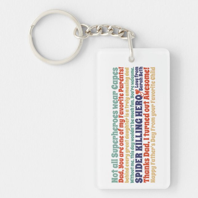 Father Dad Funny Quotes Wishes from Daughter Key Ring (Front)