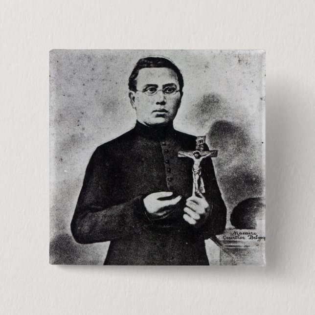 Father Damien 15 Cm Square Badge (Front)
