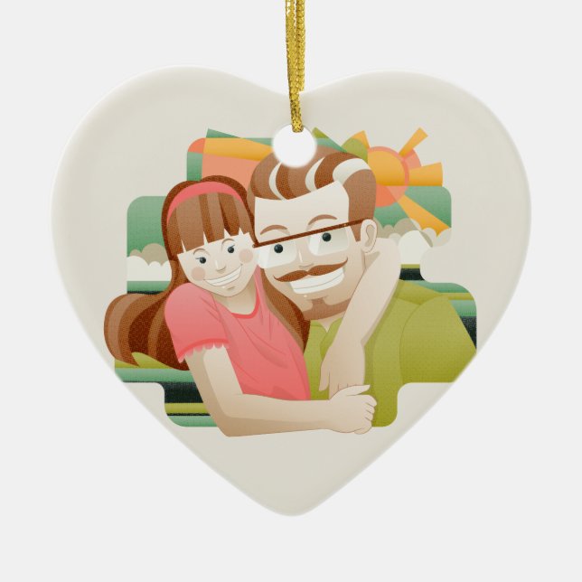 Father & daughter ceramic tree decoration (Front)