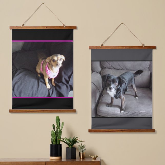 Father Daughter Chihuahuas Wood Topped Tapestries (Asymmetrical)