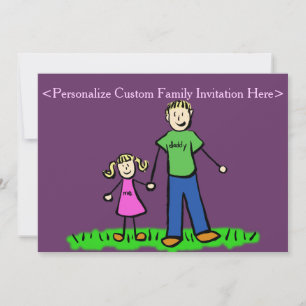 Father Daughter Family Art Custom Invitation