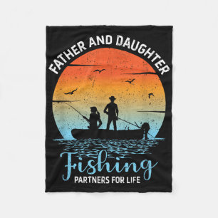 Father Daughter Fishing Partners Cute Dad Daughter Fleece Blanket