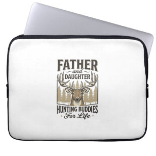 Father Daughter Hunting Buddies Deer Shirt Design_ Laptop Sleeve