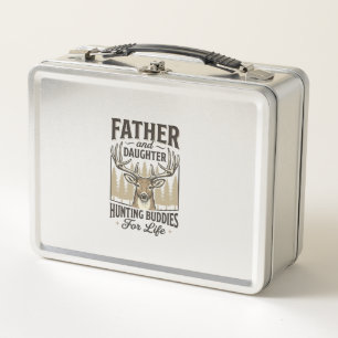 Father Daughter Hunting Buddies Deer Shirt Design_ Metal Lunch Box