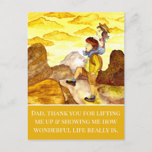 Father Daughter Watercolor Mountain Fathers Day Postcard