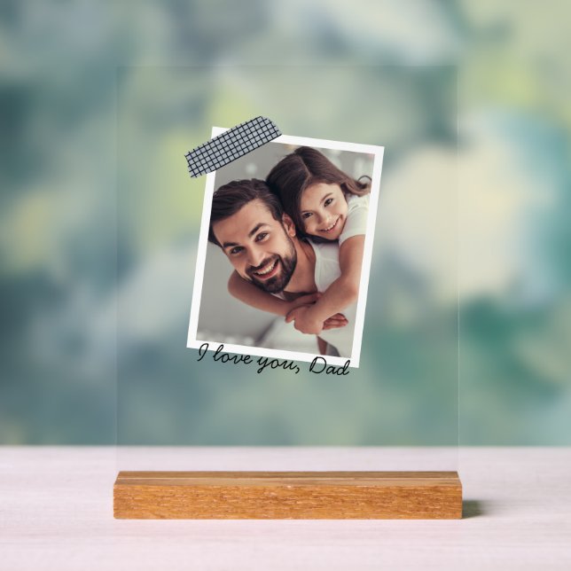 Father Daughters Heart Script | Photo Collage  Acrylic Sign (Neutral)