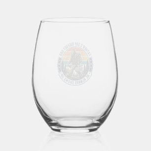 Father Day Bigfoot Dad Shirt Funny Forest Legend D Stemless Wine Glass