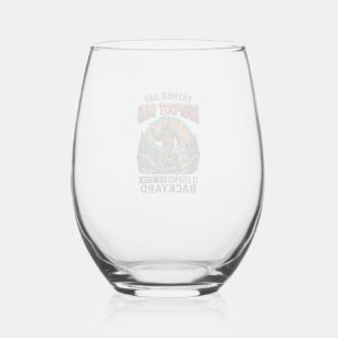 Father Day Bigfoot Dad Shirt Snacks Hero Funny Gif Stemless Wine Glass