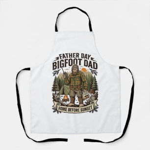 Father Day Bigfoot Dad Shirt Woodland Papa Retro G Apron