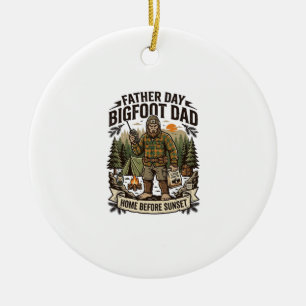 Father Day Bigfoot Dad Shirt Woodland Papa Retro G Ceramic Ornament