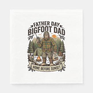 Father Day Bigfoot Dad Shirt Woodland Papa Retro G Napkin
