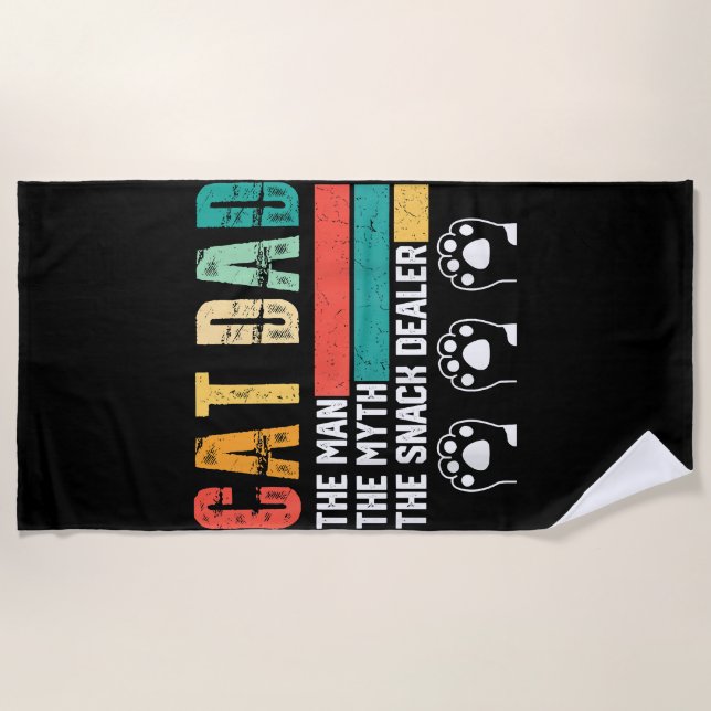 Father Day Cat Dad Beach Towel (Front)