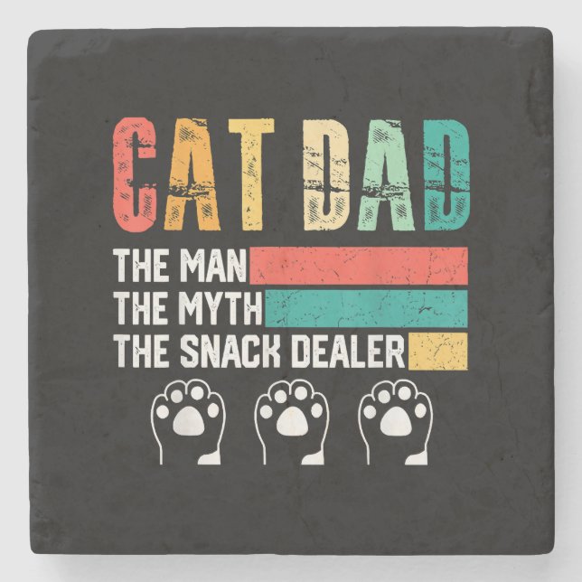 Father Day Cat Dad Stone Coaster (Front)