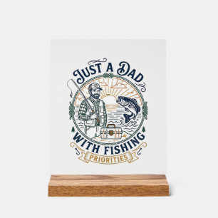 Father Day Fishing Dad Shirt Just A Dad With Fishi Acrylic Sign