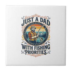 Father Day Fishing Dad Shirt Just A Dad With Fishi Ceramic Tile
