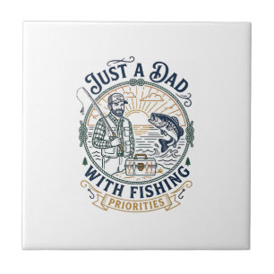 Father Day Fishing Dad Shirt Just A Dad With Fishi Ceramic Tile