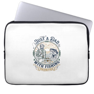 Father Day Fishing Dad Shirt Just A Dad With Fishi Laptop Sleeve