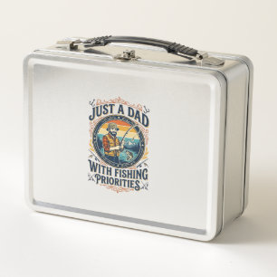 Father Day Fishing Dad Shirt Just A Dad With Fishi Metal Lunch Box