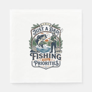 Father Day Fishing Dad Shirt Just A Dad With Fishi Napkin