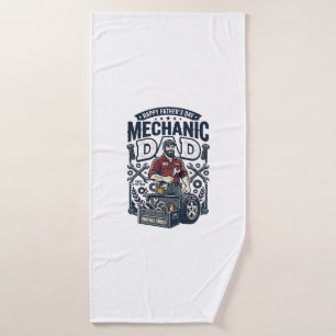 Father Day Mechanic Dad Shirt Funny Working Dad Gi Bath Towel