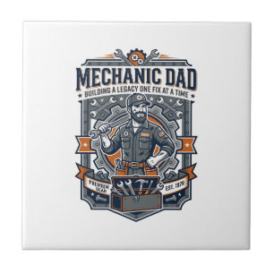 Father Day Mechanic Dad Shirt Funny Working Dad Gi Ceramic Tile