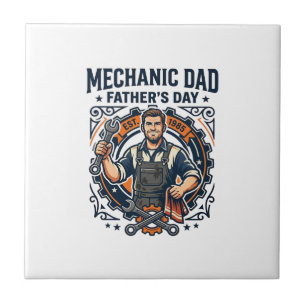 Father Day Mechanic Dad Shirt Funny Working Dad Gi Ceramic Tile