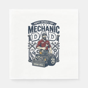 Father Day Mechanic Dad Shirt Funny Working Dad Gi Napkin
