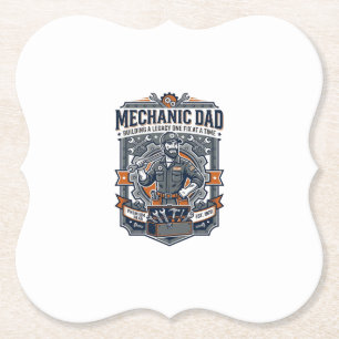 Father Day Mechanic Dad Shirt Funny Working Dad Gi Paper Coaster